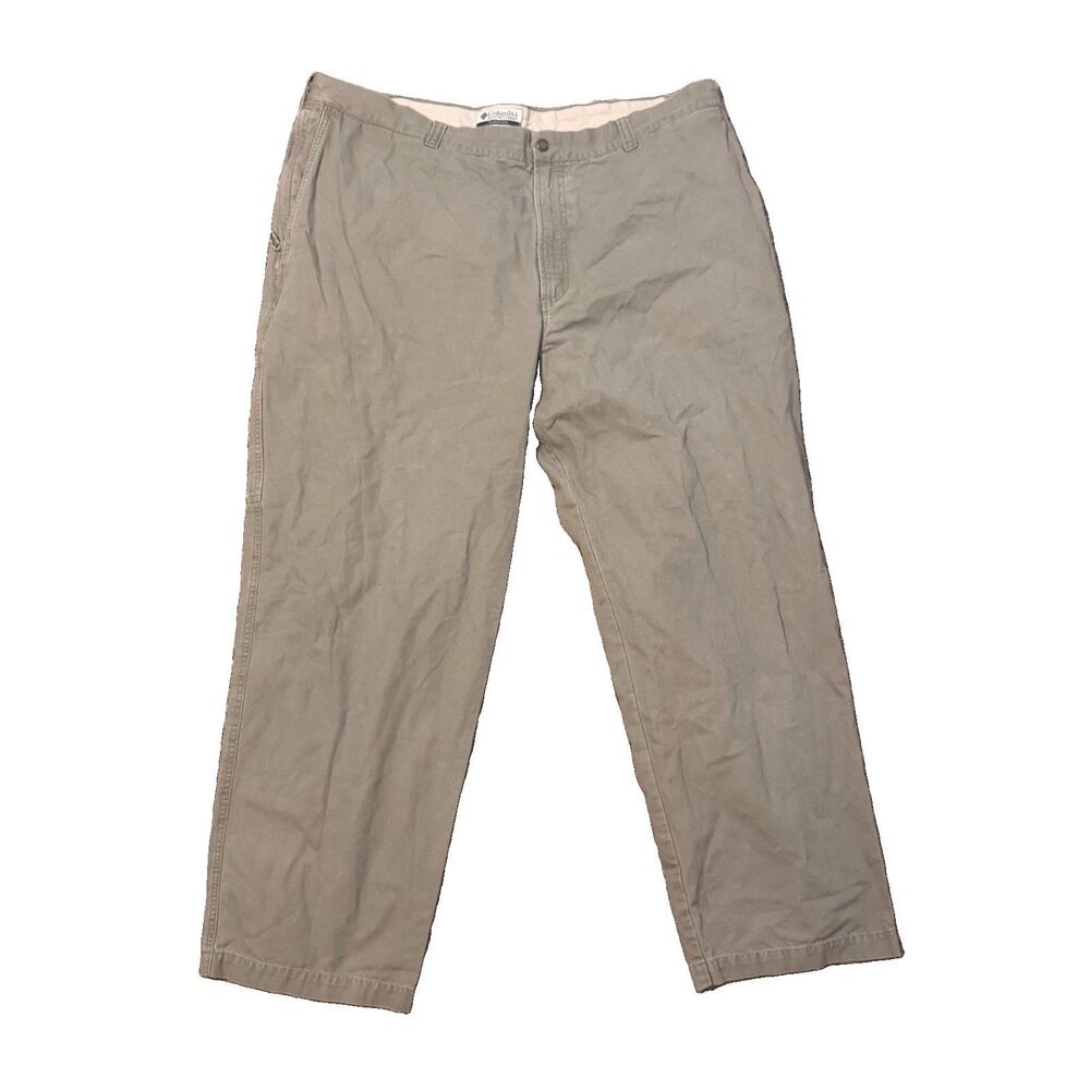 Columbia Men’s Roc Gray Chino Pants 44x30 Regular Fit Flat Front Pockets